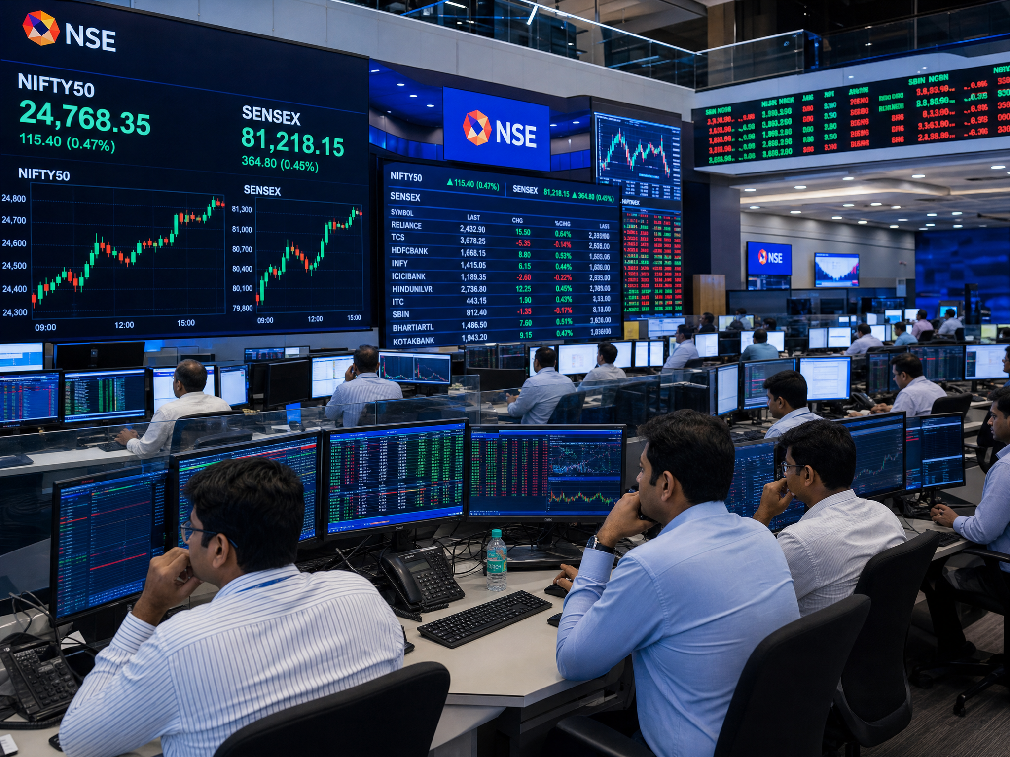AI-powered stock market analysis dashboard showing top BSE NSE stock recommendations